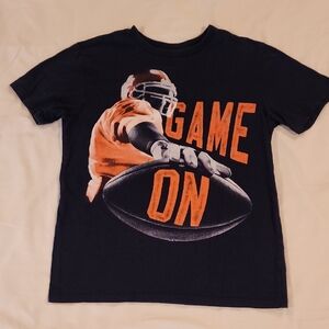 Game On Football T-Shirt - Black and Orange. Size Large 10/12
